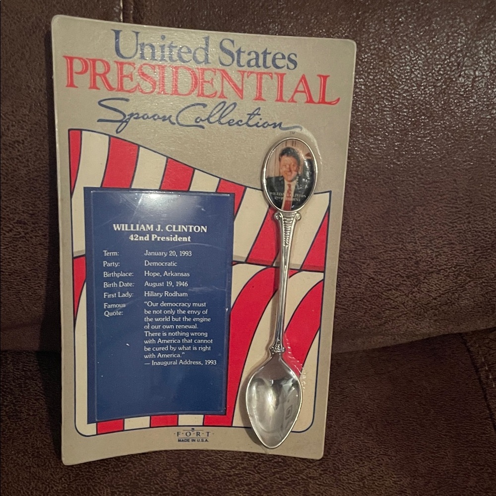 United States Presidential Silver Spoon William J Clinton 42 President